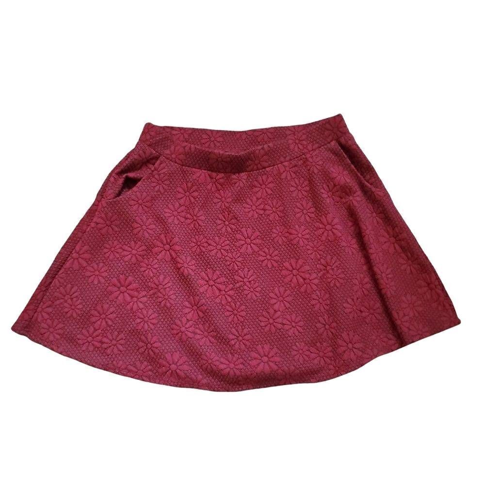 Joe B Ladies Size XL Red Daisy Pattern Mini A-Line Skater Skirt